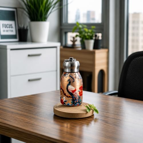 Image of 316 Stainless Steel Water Bottle, Hot & Cold water bottle, Peacock Design | 300ml