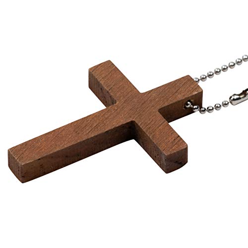 50-Pack Cross Keychains - 1.2 x 1.75-Inch Wooden Cross Key Chain, Religious Key Chains for Party Favors, Sunday School DIY Craft