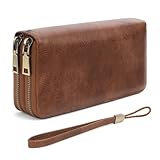 Matériau durable et élégant : fabriqué à partir de cuir vegan souple de première qualité et doté d'une quincaillerie robuste de style vintage, ce porte feuille femme grand format est agréable au toucher et conçu pour durer longtemps. Ses doubles fermetures éclair faciles à utiliser et ses coutures renforcées lui confèrent élégance et durabilité pour un usage quotidien