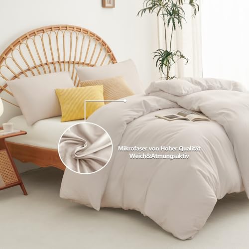 WAVVE Bettwäsche 135x200 4teilig Beige - 40x80 Kissenbezüge, Mikrofaser – Ansicht 3