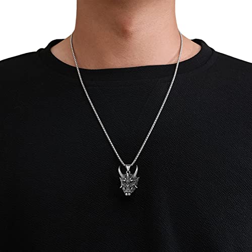 Peosevi Collar con Colgante de Calavera de Demonio gótico - Collar con Colgante de Calavera de Demonio gótico para Hombre | Collar con Colgante de Calavera Fantasma de gótica Duradera Cover