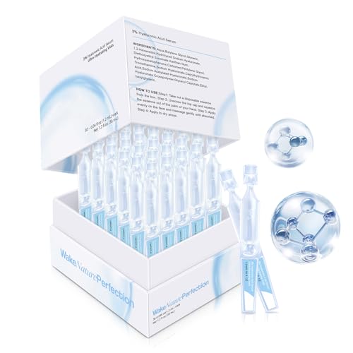 3% Hyaluronic Acid Serum Ultra-Hydrating Vials, 30pcs Hyaluronic Acid Tubes, Wake Nature Perfection, Hyaluronic Serum for Face, Ultra Hydrating Essence with Collagen & Hyaluronic