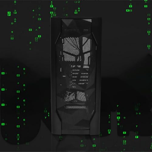 Gabinete para computadora Gaming ATX Mid Tower con panel lateral de vidrio templado completo, soporte para enfriamiento líquido, chasis negro para PC de escritorio y uso doméstico miniatura 5