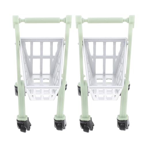 CHICAMPERA 2個 台車モデル 手押し車 おもちゃのショッピングカート 青 デスクトップ ミニショッピングトロリー たちは遊びおもちゃのふりをします プラスチック、アクリル