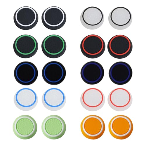 20er Set Joystick-Kappen PS5 & PS4 Controller, Silikon-Daumengriffe für Xbox One & Series, Dualsense Zubehör, Schutz & Verbesserung der Spielgenauigkeit