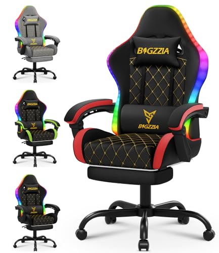 bigzzia Sedia Gaming con LED RGB, Sedia da Gaming Ergonomica con...