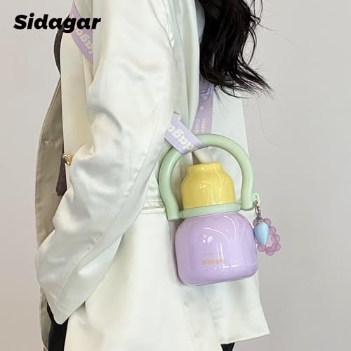 Botella de agua aislada a prueba de fugas con asa doble tapa 22 oz Violeta Sidagar miniatura 6