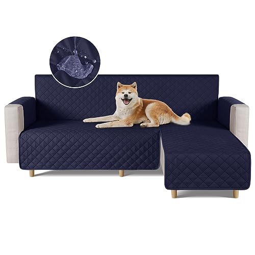 TAOCOCO 防水 カウチソファカバー フロアソファカバー コーナーソファカバー ソファーベッドカバー オットマンカバー コンパクト L字 肘付き 2人3人掛け 犬猫対策 毛髪不粘着 滑り止め 替えソファカバー 防塵 汚れ防止 傷防止 爪とぎ防止 おしゃれ ソファーカバー インテリア マルチカバー 四季適用 撥水加工 丸洗い可能 (ダークブルー色, 2+2人掛け)