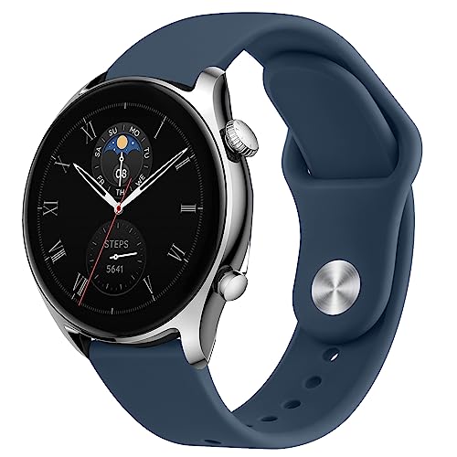 Vanjua Band for Amazfit GTR 4 / GTR 3 Pro / GTR 3 / GTR 2e / GTR 2 / GTR 47mm Smart Watch, 22mm Quick Release Soft Silicone Replacement Wristband Sport Strap Compatible with Amazfit GTR 4 Bands Men Women (Abyss Blue) - image 1
