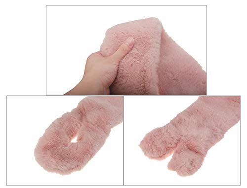 Allegra K Fluffy Faux Fur Collar Scarf Rabbit Ears Plush Neck Wrap Winter Warmer for Women3