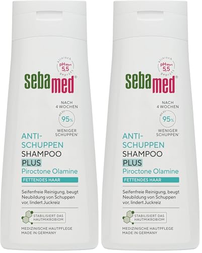 Sebamed Antischuppen Shampoo plus, bis zu 95% weniger Schuppen nach nur 4 Wochen, Shampoo für Damen und Herren, auch zur Bekämpfung von fettendem Haar und Juckreiz, für die tägliche Reinigung, 200 ml