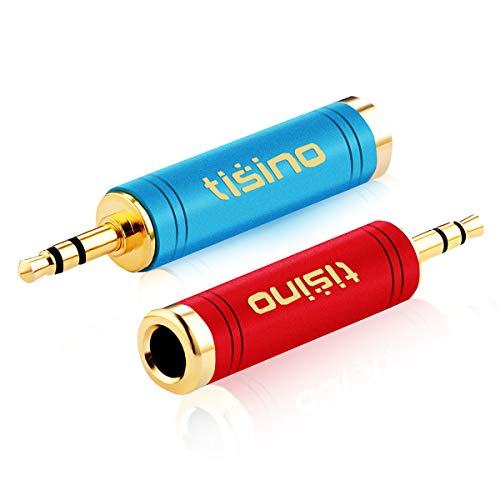 Disino 3.5mm to 1/4 Adapter, Gold-Plated Pure Copper 1/8 inch Male Plug to 1/4 inch Female Jack Stereo Adapter - 2 Pack