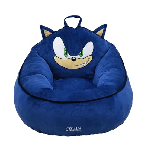 Sega Sonic Kids Foam Filled Bean Bag Chair, Soft Plush Character Lounge Seat for Bedroom or Playroom