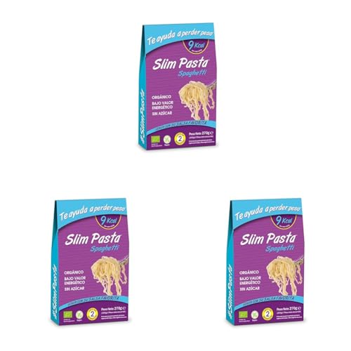 Slim Pasta - Spaghettis de Konjac - 270 g - Sin Calorías ni Carbohidratos - Ideal para Dietas Keto y Low Carb - Aptos para Veganos - Elaborados con Agua Purificada, Fibra de Avena y Harina de Konjac