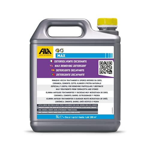 MAX di Fila Surface Care Solutions è un Detersolvente Decerante adatto all'utilizzo su Cotto, Klinker, Gres Porcellanato, Pietra ed Agglomerati non Lucidi, Ceramica Smaltata e Cemento.