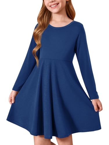 Haloumoning Girls Long Sleeve A-Line Skater Dress