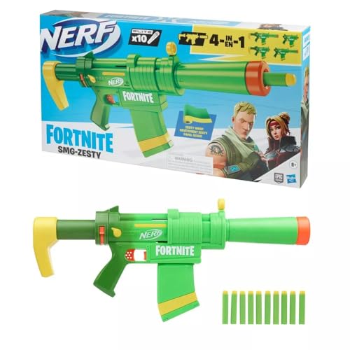 NERF Fortnite SMG-Zesty Elite Dart Blaster - Removable Stock and Barrel, Removable 10-Dart Clip, 10 Official Elite Darts - Image 6