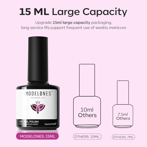 Image of modelones Red Gel Nail Polish, 15 ML Chameleon Purple-Pink Gel Polish Holographic Nail Polish Red Shimmer Glitter Gel Polish Soak Off LED Winter Nail Art Gel DIY Salon Gift for Women