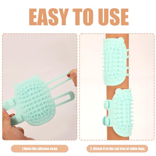 2pcs 2 en 1 Brosse Autonettoyante pour Chat, Silicone Brosse de Toilettage pour Chat Réglable Grattoirs pour Visage de Chat pour Pieds de Table Cadre d'Escalade Gant de Perte pour Chien - Image 6