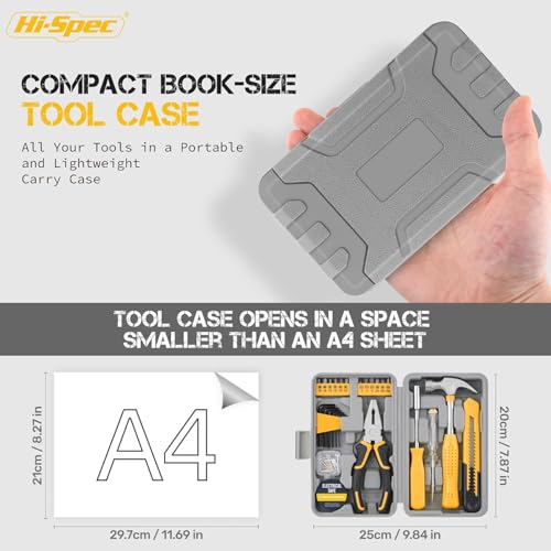 Image of Hi-Spec 25-Piece Small Tool Kit with Knife and Hex Key Included: Basic Essential Tool Set for Home, Office, and College