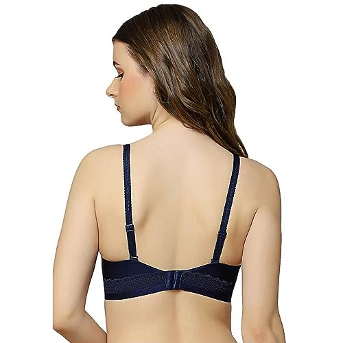 Image of Triumph International Women's Polyamide Wired Seamless T Shirt Bra (123I289 Navy Blue
