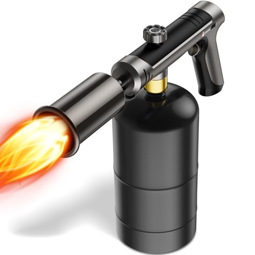 Image of Propane Torch Gun with Safety Lock and One-Touch Max Fire - Adjustable Kitchen Cooking Torch & Flame Thrower for BBQ, Grilling, Sous Vide, Searing, Campfire Starter (Tank Not Included)