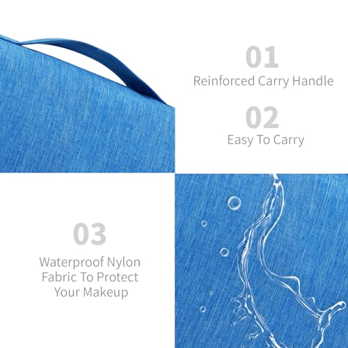 Image of Lcsmaokin Large Capacity Toiletry Bag Travel Bag with Hanging Hook for Men and Women Waterproof Travel Cosmetic Bag Bathroom Storage Bag for Brushes Set, Full-Sized Shampoo, Toiletries, Accessories, Sky Blue