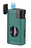 Visol Kamet Butane Torch Triple Flame Refillable Gas Lighter, Built-in Cutter, Fuel Window and Windproof Adjustable Flame (Shipped Without Butane)