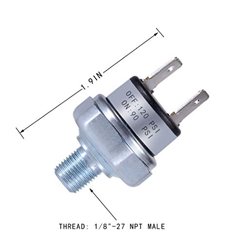 Tocyoric 90/120PSI1/8NPT Air Pressure Switch 90-120 Psi Pressure Switch 1/8"-27 Npt Dc 24V 12V Pressure Switch Air Compressor Pressure Switch 120Psi Pressure Switch 90 Psi Pressure Switch thumb #3