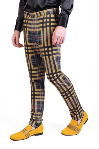 Barabas Men's Luxury Plaid Checkered Chino Dress Slim Pants CP2014