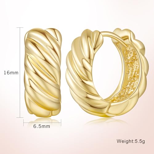 14K Gold Hoops Earrings 14 Karat Gold Hoop Earrings Twisted Thick Small Hoop Earring Mini Hoops Earring Hinged Snap Back2