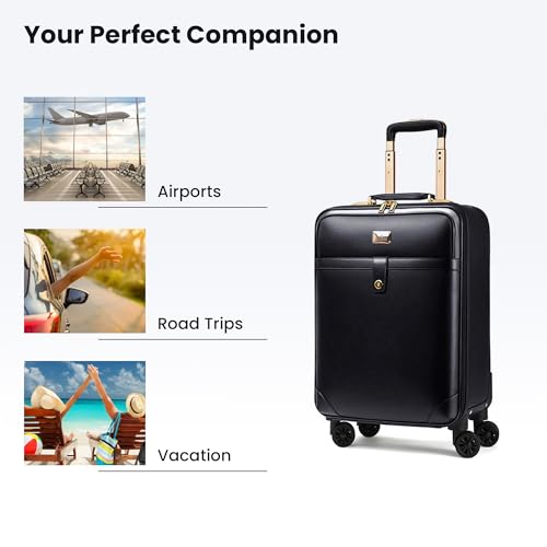 Image of THE CLOWNFISH Luxury 22 Inch Unisex Synthetic Softsided Spinner Travel Suitcase Business Luggage Briefcase and Laptop Roller Case - 801(Black)