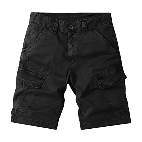 Men's Casual Cargo Shorts Lightweight Relaxed Fit Multi Pocket Shorts Loose Military Summer Outdoor Short Pants (Black,4X-Large)