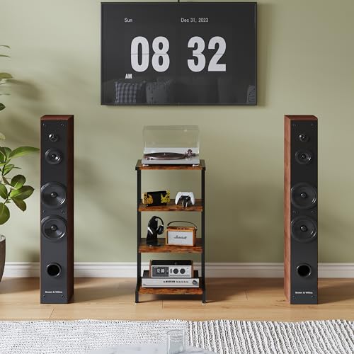 X-Cosrack 4-Tier Av Media Stand Corner Shelf Wooden Corner Shelves Component Cabinet Stereo Audio Rack Stand Tower Perfect For Dvd Players:Game Console:Tv Box:Cable Box:Xbox:Wifi Router thumb #3