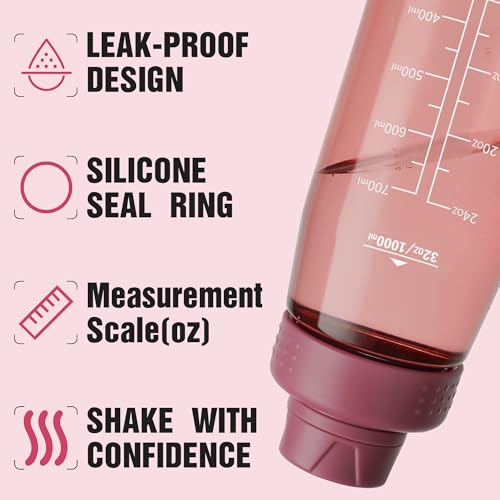 Image of 32oz Clear Water Bottle - BPA-Free Tritan Plastic, Fast Flow Spout Lid, Wide Mouth & Leakproof Design Hiking Water Bottle Suitable for Travel, Outdoors, Gym, Travel, Home, School(Red)
