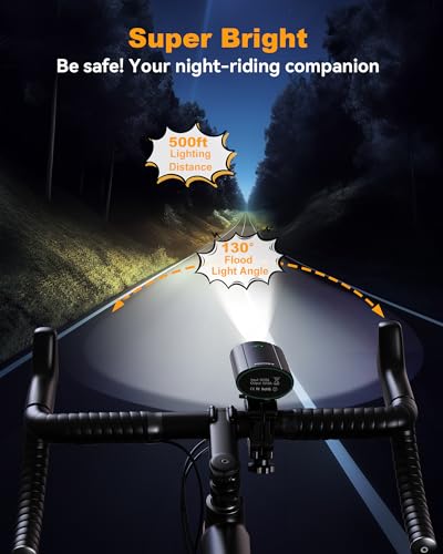 Image of Bike Lights for Night Riding, USB Rechargeable Mountain Bicycle Headlight, Super Bright, Waterproof, 6+4 Light Modes Bike Light Set for Cyclists and Commuters
