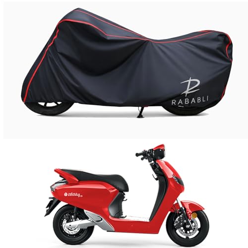 Image of Waterproof Bike Body Cover Compatible for | Bounce Infinity E1 | Taffeta Fabric, Red Piping Design, Bottom Elastic Fit | Dustproof, Sun UV & Rain Protection for All Bikes