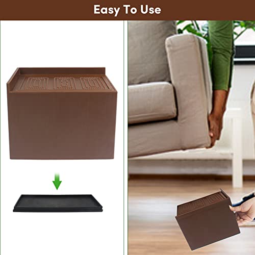 Dedu Bed Risers 5 Inch Heavy Duty 4 Pack, Furniture Risers L Shaped Oversized, Couch Risers Supports Up To 11000 Lbs For Sofas, Bed, Couch, Desk, Chair (Tobacco) #TOP6