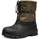 [SOARHOPE] 冬用 長靴 メンズ 防水 スノーブーツ ワークマン スノーシューズ 裏起毛 ブーツ winter snow boots men 防寒 靴 アウトドア ハイカット 軽量 暖かい 雪 ボア 防滑 アーミーグリーン 26.5