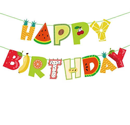 LosuyaHappy Birthday Banner Summer Fruit Paper Bunting Garland for Hawaii Theme Summer Birthday Party Decoration