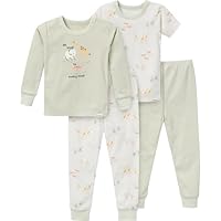 Gerber Unisex-Baby Toddler Snug Fit 4-Piece Pajama Set, Safari