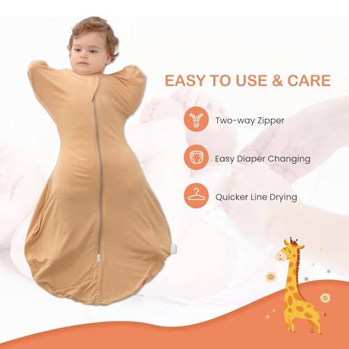 Image of Baby Transition Swaddle Arms Up With 2-Way Zipper Sleep Sack 0.5 TOG Orange Small 0-3 Months