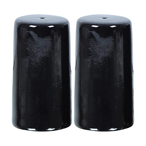 Salt & Pepper Shakers - Vintage Ceramic Salt & Pepper Shaker Set - Retro Farmhouse Home Decorative Jar Dispenser for Kitchen Black (Set of 2)