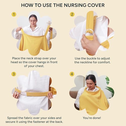 Image of Nintara Baby Muslin Nursing Cover - 100% Organic GOTS Cotton, Adjustable Neck Strap, Breathable Lightweight Breastfeeding Cover, Travel-Friendly, Baby Shower Gift