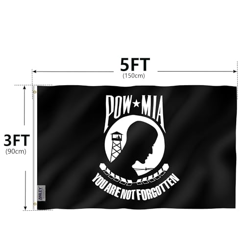 Anley Fly Breeze 3x5 Foot POW MIA Flag - Vivid Color and Fade proof - Canvas Header and Double Stitched - You are Not Forgotten Prisoner of War Flags Polyester with Brass Grommets 3 X 5 Ft