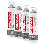 Borotalco Invisible - Bodyspray - 48 Stunden Schutz gegen schlechte Gerüche und Schweißflecken dank der Barrier-Effect-Talc-Formel - 0% Alkohol - Deodorant - Deo Herren & Deo Damen (Packung mit 4)