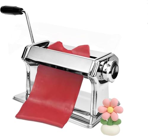 Manual Pasta Machine, Pasta Maker with 6 Thickness Adjustment, 15cm Cut Surfaces Uniform Pressing Metal Clay Roller Machine for Art Craft, Clay Material