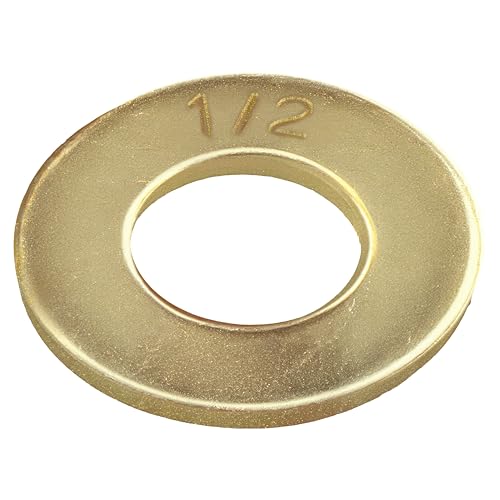 Image of 1 /2 inch (100 Pack) Grade 8 SAE Washer, Thru-Hardened, Yellow Zinc by Makers Bolt