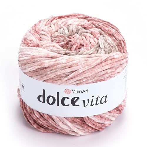 Fil YarnArt Dolce Vita – 100 % polyester micro, fil chenille doux pour tricot et crochet, 150 g, 260 m, épaisseur moyenne, idéal pour les peluches, couvertures et projets confortables (3404)