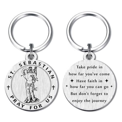 Emideary St. Sebastian Confirmation Gifts for Teens Boys Girls - St. Sebastian Patron Saint of Protection Keychain Gift for Athletes Soldiers & Sports Confirmation Gifts for Boy Him Men Women